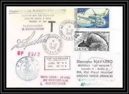 1588 89/2 13/12/1988 Marion Dufresne Signé Signed Kerouanton Taxe TAAF Antarctic Terres Australes Lettre (cover) - Antarktis-Expeditionen
