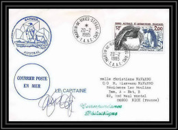 1494 Navire De Peche Austral 20/2/1985 Signé Signed TAAF Antarctic Terres Australes Lettre (cover) - Expéditions Antarctiques