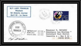 1435 Lady Franklin Wayback Canada 21/4/1983 TAAF Antarctic Terres Australes Lettre (cover) Signé Capitain Signed - Antarktis-Expeditionen
