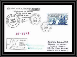 1426 Marion Dufresne Md 34 Geodyn 19/2/1983 Signé Signed TAAF Antarctic Terres Australes Lettre (cover) - Expediciones Antárticas