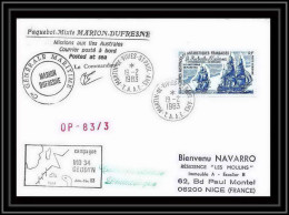 1426 Marion Dufresne Md 34 Geodyn 19/2/1983 Signé Signed TAAF Antarctic Terres Australes Lettre (cover) - Antarctische Expedities