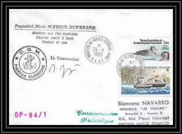 1364 Marion Dufresne Signé Signed Opération 84/1 25/11/1983 TAAF Antarctic Terres Australes Lettre (cover) - Expéditions Antarctiques