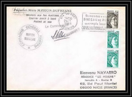 1312 Marion Dufresne La Reunion 24/1/1981 Signé Signed TAAF Antarctic Terres Australes Lettre (cover) - Storia Postale