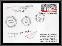 1263 Marion Dufresne Kerguelen 21/1/1980 TAAF Antarctic Terres Australes Lettre (cover) Signé Signed - Covers & Documents