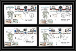 1183 Lot De 4 Lettres Avec Cad Différents Taaf Terres Australes Antarctic Covers 77A 1983 Signé Signed BEQUET Recommandé - Brieven En Documenten