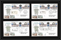 1183 Lot De 4 Lettres Avec Cad Différents Taaf Terres Australes Antarctic Covers 77A 1983 Signé Signed BEQUET Recommandé - Covers & Documents