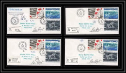 1173 Lot De 4 Lettres Cad Différents Taaf Terres Australes Antarctic Covers 95 Signé Signed BEQUET 1988 Recommandé - Lettres & Documents