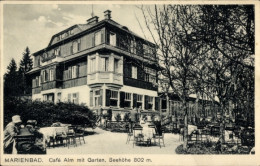 CPA Mariánské Lázně Marienbad Region Karlsbad, Cafe Alm Mit Garten - Czech Republic