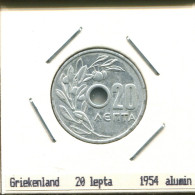 20 LEPTA 1954 GREECE Coin #AS424.U.A - Grèce