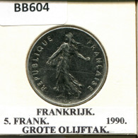 5 FRANCS 1990 FRANCE Pièce #BB604.F.A - 5 Francs