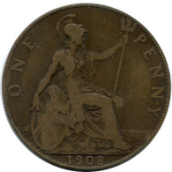 PENNY 1908 UK GRANDE-BRETAGNE GREAT BRITAIN Pièce #AZ698.F.A - D. 1 Penny