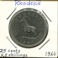 2½ Shillings/25 CENTS 1964 RODESIA RHODESIA ZIMBABWE Moneda #AP623.2.E.A - Simbabwe
