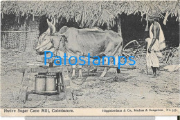 227077 INDIA COIMBATORE COSTUMES NATIVE SUGAR CANE MILL & COW POSTAL POSTCARD - Inde