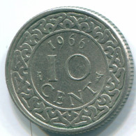 10 CENTS 1966 SURINAM NIEDERLANDE Nickel Koloniale Münze #S13260.D.A - Suriname 1975 - ...