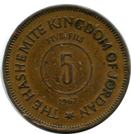 5 FILS 1967 JORDAN Coin Hussein #AH909.U.A - Giordania