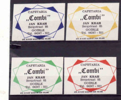 4 Dutch Matchbox Labels, GOIRLE - North Brabant, Cafetaria "Combi", Jan Krah, Holland, Netherlands - Zündholzschachteletiketten