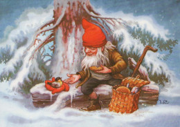 PAPÁ NOEL Feliz Año Navidad GNOMO Vintage Tarjeta Postal CPSM #PBA747.A - Santa Claus