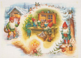 BABBO NATALE Buon Anno Natale GNOME Vintage Cartolina CPSM #PBA673.A - Santa Claus
