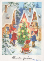 PAPÁ NOEL Feliz Año Navidad GNOMO Vintage Tarjeta Postal CPSM #PAY935.A - Santa Claus