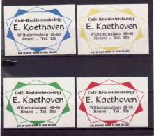 4 Dutch Matchbox Labels, REUSEL - North Brabant, Café  Kruideniersbedrijf E. Kaethoven, Holland, Netherlands - Boites D'allumettes - Etiquettes