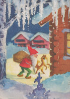 PAPÁ NOEL Feliz Año Navidad GNOMO Vintage Tarjeta Postal CPSM #PAY710.A - Santa Claus