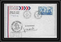 2163 Marion Dufresne 31/12/1975 Signé Signed Bateau (boat-SHIP) TAAF Antarctic Terres Australes Lettre (cover) - Storia Postale