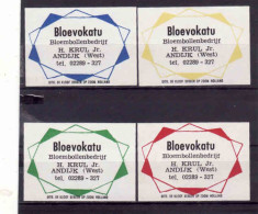 4 Dutch Matchbox Labels, ANDIJK - North Holland, Bloevokatu, Bloembollenbedrijf, H. Krul Jr., Holland, Netherlands - Boites D'allumettes - Etiquettes