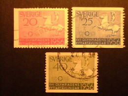 90 SUECIA SUEDE 1956 / JUEGOS OLIMPICOS (HIPICA) / YVERT 406 A +407 +408 FU - Used Stamps