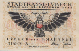 50 PFENNIG 1921 Stadt LÜBECK UNC DEUTSCHLAND Notgeld Banknote #PI675 - Lokale Ausgaben