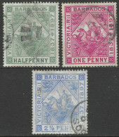 Barbados. 1897-98 Diamond Jubilee. ½d, 1d, 2½d Used. SG 117, 118, 119. M4071 - Barbades (...-1966)