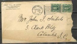 1907 Lynchburg Viriginia (Jun 26) Flag Cancel To SC - Lettres & Documents