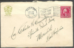 1916 Boston Mass (Jul 30) Back Bay Station Flag Cancel Corner Card - Lettres & Documents