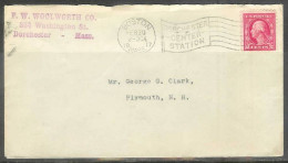 1917 Boston Mass (Feb 20) Dochester Center Station Flag Cancel Corner Card - Lettres & Documents