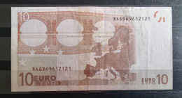 1 X 10€ Euro Trichet R020G1 X46969612121 RARE Number - 10 Euro