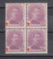 COB 131 ** Neuf Sans Charnière Bloc De 4 - 1914-1915 Red Cross