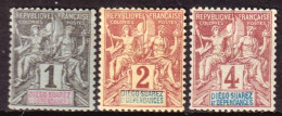 Diego Suarez 1892 Y.T.25/27 */MH VF/F - Unused Stamps