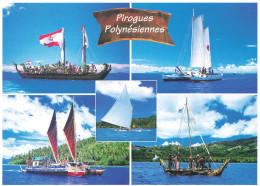 POLYNESIE FRANCAISE - Pyrogues Polynésiennes - Polynesian Outrigger Sails Canoe - Carte Postale - Tahiti