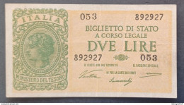 BANKNOTE ITALIA REGNO VITTORIO EMANUELE 2 LIRE 1944 VENTURA GIOVINCO NON CIRCOLATA - Italië – 2 Lire