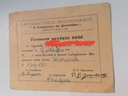 1950 GROTTAGLIE  TESSERA MISSIONARIO S. FRANCESCO DE GERONIMO RELIGIONE CRISTIANA CATTOLICA CARTE CARD KARTE - Historical Documents