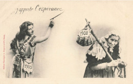 Bergeret * Cpa Illustrateur * Nouvelle Année 1903 * J'apporte L'espérance - Bergeret