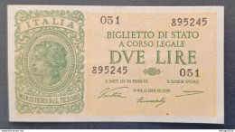 BANKNOTE ITALIA REGNO VITTORIO EMANUELE 2 LIRE 1944 VENTURA GIOVINCO NON CIRCOLATA - Italië – 2 Lire