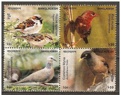 Bangladesh 2010 NEW 4v Birds Block SUPERB MNH Flora Fauna Nature Bird Sparrow Dove Pigeon - Konvolute & Serien