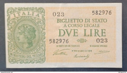 BANKNOTE ITALIA REGNO VITTORIO EMANUELE 2 LIRE 1944 VENTURA GIOVINCO NON CIRCOLATA - Italië – 2 Lire