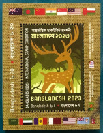 Bangladesch 2024 FIP Exhibition 2023 Deer MS MNH Animal Flag Fiji Saudi Arabia Kuwait Moldova Bahrain USA Nepal - Philatelic Exhibitions