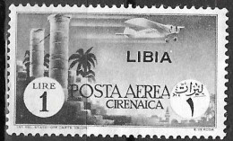 LIBIA - 1942 - P. AEREA - LIRE 1 CIRENAICA SOPRASTAMPATO - LIRE 1,0 - NUOVO MNH**(YVERT AV 24 - MICHEL 130 - SS PA 52) - Libye
