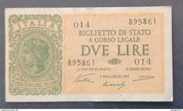 BANKNOTE ITALIA REGNO VITTORIO EMANUELE 2 LIRE 1944 VENTURA GIOVINCO NON CIRCOLATA - Italië – 2 Lire