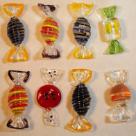 Lot De 8 Bonbons Murano En Verre Soufflé Et Torsadé - Ref BX24MUR001 - Vetro & Cristallo