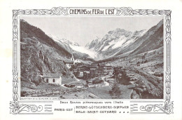 Feuillet Horaires 1914 Chemins De Fer De L'Est Paris-Italie Par Berne Ou Lucerne Photo Blatten Et Glacier De Leng - Spoorweg
