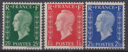 FRANCE MARIANNE DE DULAC NON EMIS N° 701A/701C NEUVES * GOMME TRACE DE CHARNIERE - COTE 420 € - 1944-45 Marianne Of Dulac