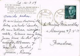 54794. Postal LÉS (Lerida) 1959. Vista Del Santuario De LOURDES - Lettres & Documents